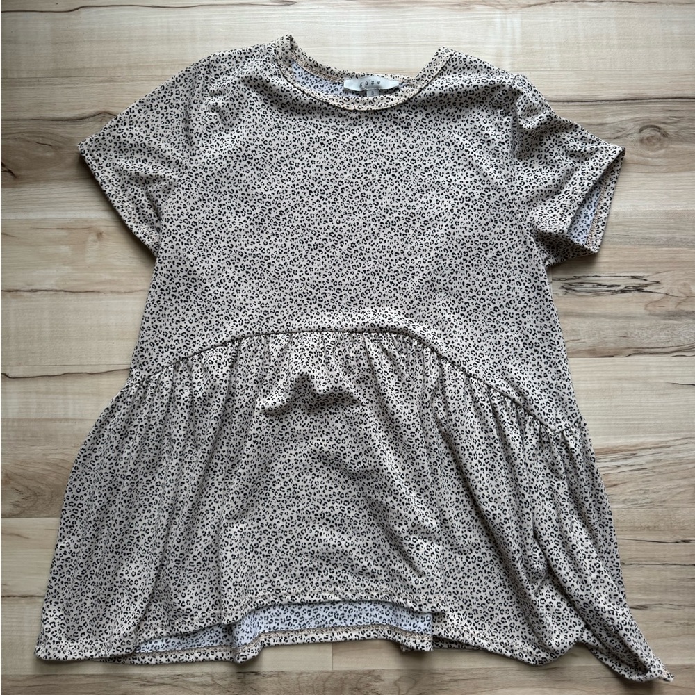 Cheetah Print Short Sleeve Blouse